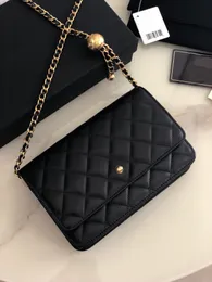 10A magnetic hardware hasp chip authentication caviar sheepskin leather black bags cross body women chain handbags ladies tote clutch shoulder bag female purse