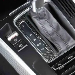 Console de fibra de carbono painel de câmbio de marchas quadro adesivos botão de engrenagem capa decorações acessórios para audi a4 b8 a5 q5 estilo do carro293k