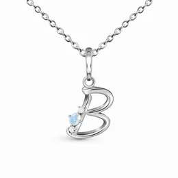 Hot Sale S925 Sterling Silver Letter B Moonstone Pendant Necklace Design Sense Jewelry