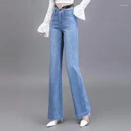 Kvinnors jeans 2023 Fashion Hip Hop High midja rak kvinnor Autumn Blue Casual Loose Wide Leg Y2K Trousers Palazzo Pants XXL