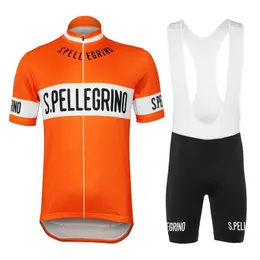 Summer 1976 Orange Retro Cycling Jersey and Bib Shorts 젤 통기 패드 세트 남자 짧은 슬리브 산악 자전거 도로 자전거 225j