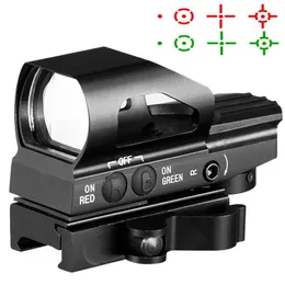 QD Quick Green Red Dot Sight 전술 전술 금속 홀로그램 4 레티클 헌팅 시력 20mm 레일 피카 티니 레일 스코프