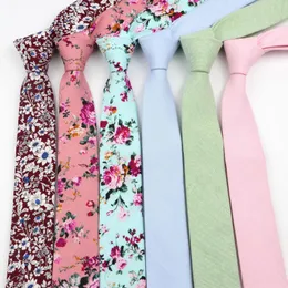 Kręgowe krawaty 5 cm mężczyzn szczupły krawat zwykły bawełniany moda kwiatowy druk solidny kolor chudy designer