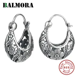 Ear Cuff Balmora 925 Sterling Silver Ethnic Hollow Flower Clip Earrings For Women Mother Lover Gift Retro Eleganta Fashion Smyckes 230728