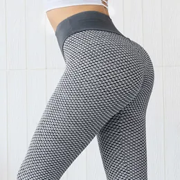 Kvinnors Scrunch Leggings Fitness Workout Honeycomb Jacquard Yoga Pants Women Elastic Jaquard Textured High midje Designer Leging Black Fitnes White Quick Dry