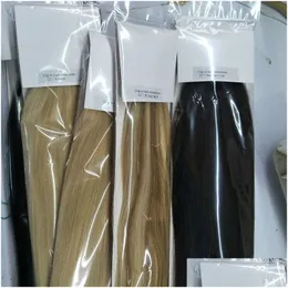 Przedłużenie włosów przed związanymi Human 12-24 200 STRANDS LOT KERATIN STITH Brazylijski rozszerzenie Remy 1Gram Strand Prosta Fala Kropla Dhwd8