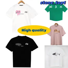 low priceMens TShirts Palmangel Mens Designer t Shirt Clothes Palms Shirts Women Fashion Spray Paint Graffiti Couple Short Sleeves High Street Loose Tide Brand 1 VO