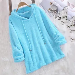 Bluzy damskie bluzy jesienne zima Kobiety z długim rękawem ciepłe pluszowe flanel flaneli cienki pullover luźne wierzchołki snu