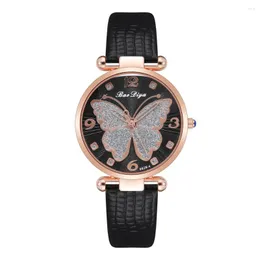 Wristwatches Fashion Frosted Butterfly Pattern Quartz Watch Ladies Dress Clock Casual Wristwatch Luxury Women Watches For