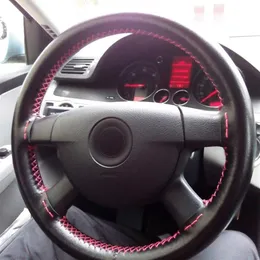 Aully Park Car Steering Wheel Cover DIY 진짜 가죽 소 가이드 브레이드 바늘 스레드 자동차 스타일 인테리어 액세서리 3038