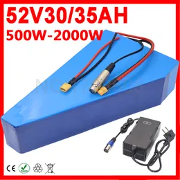 High Power Original 52V Ebike Triangle Battery 52V 21AH 25AH 30AH 35AH 40AH Electric Bicycle Batterie för 2000W 1500W 1000W 500W.