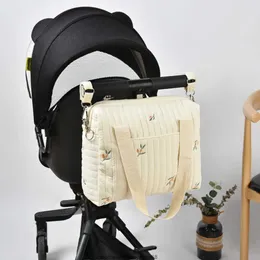 Ins new Zipper Embroidery Yan CottonMommy Handbag Baby Cart Hanged Diaper Mother and Child Sorting Bag