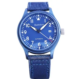 Relógio masculino Blue 2813 automático mecânico 40 mm aço inoxidável Nylon 8215 Japão relógios de pulso 214x