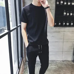 Men's Tracksuits T Shirt Pants Sets Man Novelty In Cool Smooth Chic Offer Top 5xl Korean Style Stylish Plain Basic Clothing