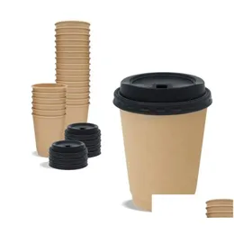 Disposable Cups Straws Kraft Cardboard Paper With Plastic Er For Drinking Party Supplies Drop Delivery Home Garden Kitchen Dining Ba Otqgf