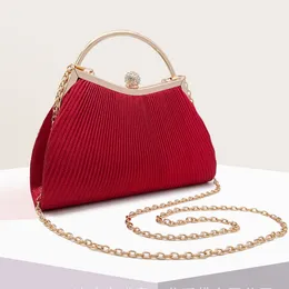 Evening Bags Glitter Cocktail Party Bag Chain Pleated Women Evening Clutch Bag Fashion Gorgeous Elegant Messenger Bags 230727