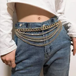 Bälten Multilayer Metal Midjekedja Rhinestone Chains Böhmen Belly Kvinnor Girls Summer Beach Jeans Midjeband Bikini smycken