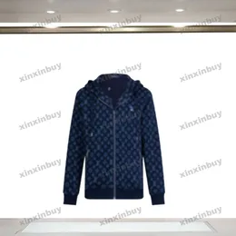 xinxinbuy men designer coatジャケットフラワーグラジエントレタージャクアードファブリックパーカー長袖女性ブルーレッドグリーンホワイトM-2xl