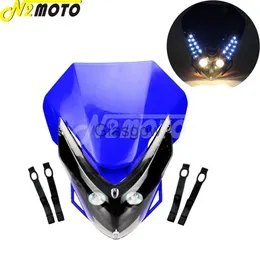 Oświetlenie motocyklowe 12V 35W reflektor reflektorów LED wizja przednia reflektor owiewki uniwersalny dla Hondy Kawasaki Suzuki Yamaha Dual Sport Dirt Bike x0728