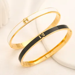 Fashion Designer Brand Letter 18K Gold Plated Bangle Stainless Steel Bracelet Leather Wristband Valentine Day Jewelry ZG2513