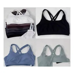 Yoga Outfit Lu Align Tank Top Ushaped Bra Set Womens Summer Sexy Tshirt Solid Color Cut Sleeveless Fashion Drop Delivery Sports Outd Ota2J