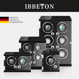 Watch Winders Ibbeton Luksusowy automatyczny zegarek Winder Mabuchi Mute Silnik 1 2 4 6 Drewniany pionowy rotator quad z zasilaczami prądu przemiennego LED LED 230727