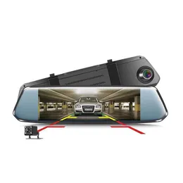 新しい7カーDVR曲線スクリーンストリームバックミラーダッシュカムフルHD 1080カービデオレコードカメラ2 5Dカーブガラス236Z
