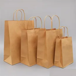 Sacos de embalagem Saco de loja de presentes reciclado de papel pardo para panificação Tote portátil Drop Delivery Office School Business Industrial Otpz0