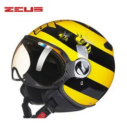 Capacete de meia face de motocicleta elétrica de abelha amarela ZEUS 3 4 capacetes de motocicleta de motocross para mulheres e homens M L XL XXL235B