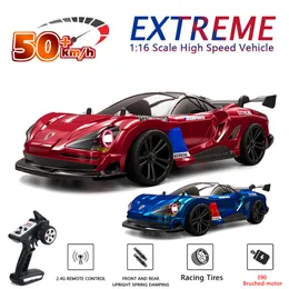 Auto RC elettrica 1/16 50KM H RC 2.4G 4WD con luce a LED Drift elettrica ad alta velocità Telecomando Corsa muscolare per giocattolo per bambini Q117 16303 230727