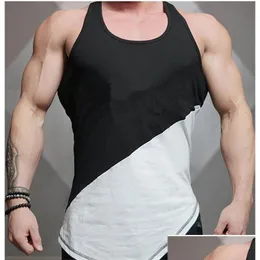 남성용 탱크 탑 Mens Vest Cotton Sport Short Top Muscle Man Sleeveless O-Neck Athletic Drop Delivery Apparel Undwear DHOG7