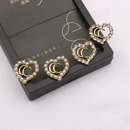 Classico designer di marchi più gold oro Lettere Stud G geometriche famose donne cristalli Crystal Rhinestone Earring Earring Fedding Party