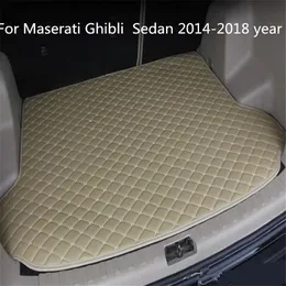 Dla Maserati Ghibli sedan 2014-2018 SAM CAR ANTY-SKID TRUNK MAT Waterproof skórzany dywan mata Mata Płaska pad232e