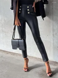 Leggings femininas pretas de couro sintético outono sexy emagrecedoras cintura alta meia-calça elástica fina básica push up para 2023