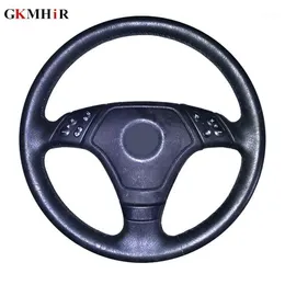 GKMHiR Genuine Leather Black Steering Wheel Cover Hand-Stitched Car Steering Cover for E36 E39 E46 Lnterior Accessories1295b