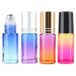 Packing Bottles 5Ml Gradient Color Glass Roll On Empty Per Essential Oil Bottle With Steel Metal Roller Ball Container Drop Delivery O Otva4