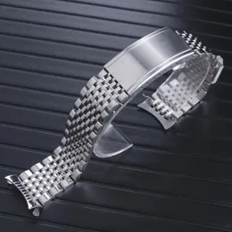 Acessórios de pulseiras de relógio Banda extremidade curvada 18mm 19mm 20mm Conta de Arroz Sólida Pulseira de Aço Inoxidável Para Pulseira Omega 230727
