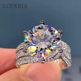 Bröllopsringar Real Mossanite D Color Classic 6-Claw 5-karat Luxury Ring 18K White Gold 925 Sterling Silver Full Diamond Wedding Ring 230728