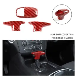 ألياف الكربون الحمراء ABS Car Gear Cover trim for Dodge Charger Challenger 15 Years Durango 18 years 2395