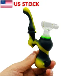 4.3 "실리콘 물무루 파이프 흡연 파이프 Shisha Bubbler Bong + 14mm 보울