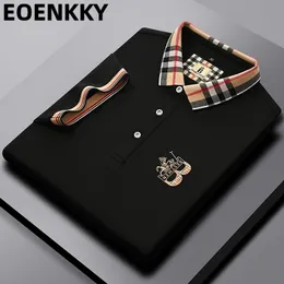 Polo masculino de luxo EOENKKY marca polo masculino com bordado de lapela camiseta de verão moda coreana versão casual roupas 230727