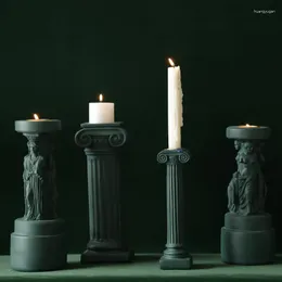 Candle Holders Greek European-style Sophia Statue Roman Column Candlestick Creative Soft Decoration Model Room