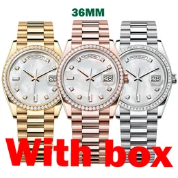 Saatler Unisex Watch Otomatik Mekanik Saatler Modern İş Kolluluğu Yuvarlak Paslanmaz Çelik İzleme Boyutu 36mm Daybay Dhgate Su Geçirmez Saatler Kutu KH AAA