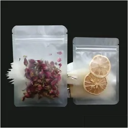 Packing Bags Frosted Transparent Zipper Bag Flat Bottom Dry Flower Pouch Smell Proof Storage For Snack Tea Drop Delivery Office School Otiez