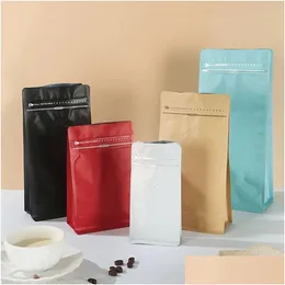 Packing Bags Flat Bottom Coffee Bean Package With Vae Aluminum Foil Storage Drop Delivery Office School Business Industrial Otpa6