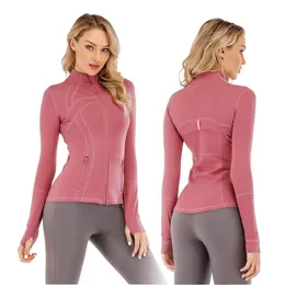 Womens Jackets girl Outerwear Fitness Sports Zipper Long Sleeve Thumb Pocket Casual Sports Running Tight stand collar Jackets 2XL-3XL Multiple color options