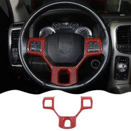 ABS Car Steering Wheel Trim Panel Dcoration for Dodge RAM 1500 10-17 Interior Accessories Red Carbon Fiber304h