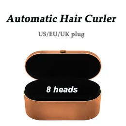 Blue Gold 8 Heads Multi-Function Hair Curler hårtorkare Automatiska curlingjärn med presentförpackning för grov och normal rätare iro218s