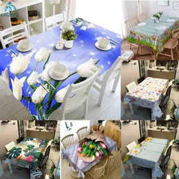 Tabela de mesa de flor vermelha rosa planta tropical plantas verdes de mesa de pano de pano de tampa de mesa retangular para decoração de casamento de festa r230819