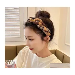 Other Fashion Accessories Hair Hoop Net Red Houndstooth Retro French College Style Fried Dough Twists Headband Clip Drop Delivery Otbmk